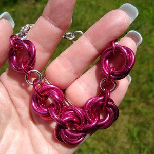 NWOT Chainmaille Bracelet!!  Mobius weave in Rose Anodized Aluminum Rings, 8"